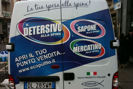 furgone detersivo sapone alla spina ecopulito